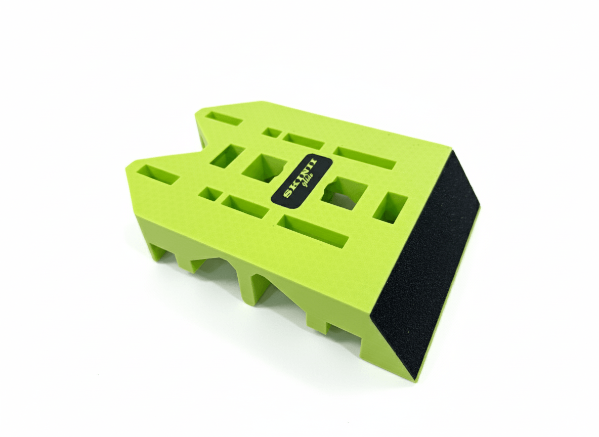 Green and black electronic device with multiple ports and a digital display.